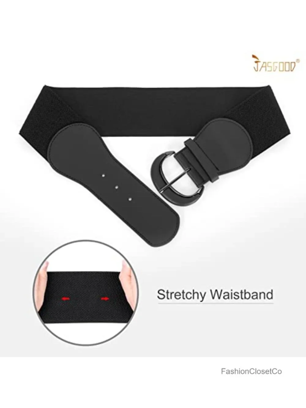 Wide Stretch Waist Belt for Women with Vintage Alloy Buckle